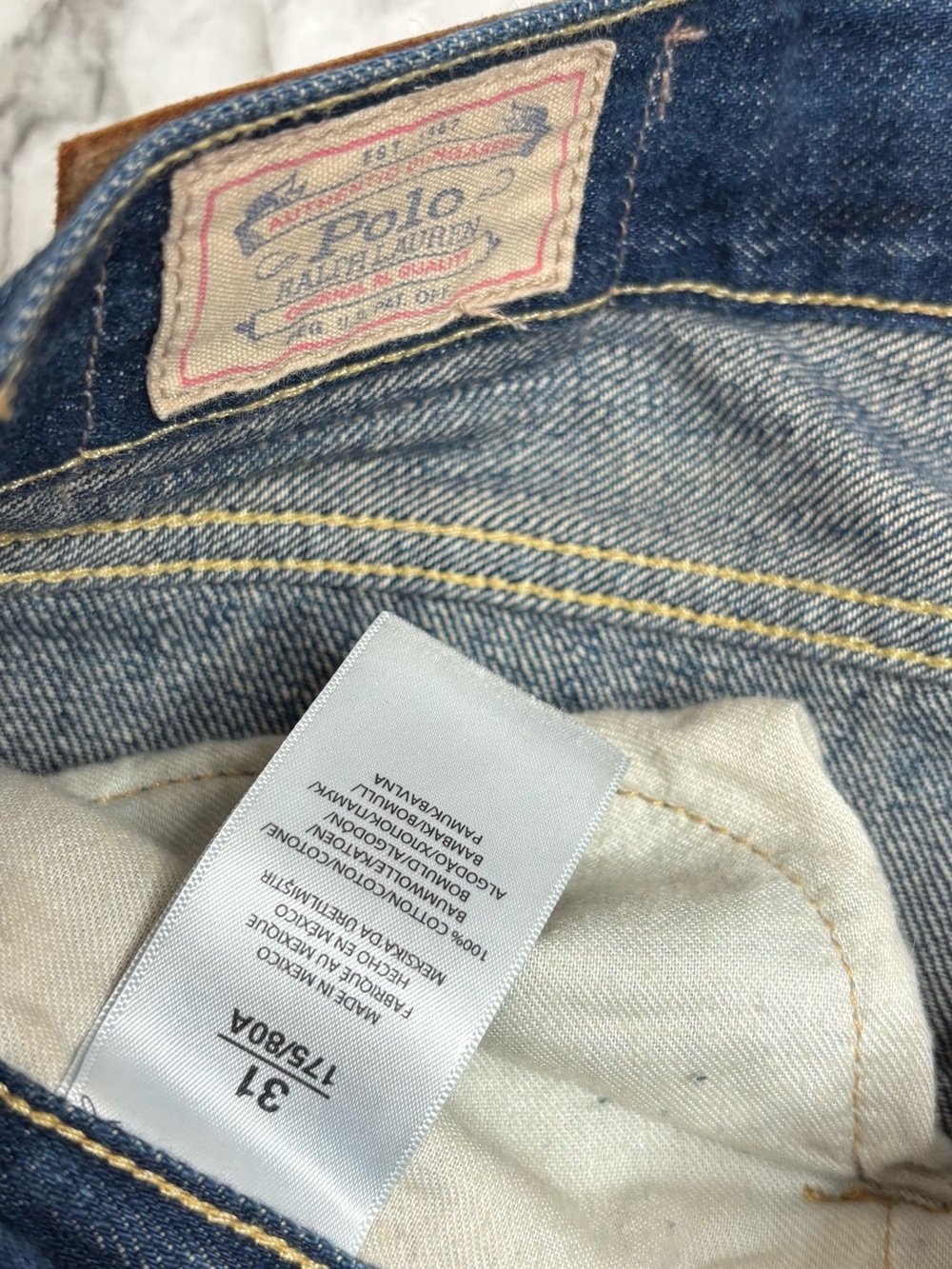 POLO RALPH LAUREN Astor Slim Boyfriend Patchwork Denim Jeans Size 31 blue cotton - Picture 7 of 9